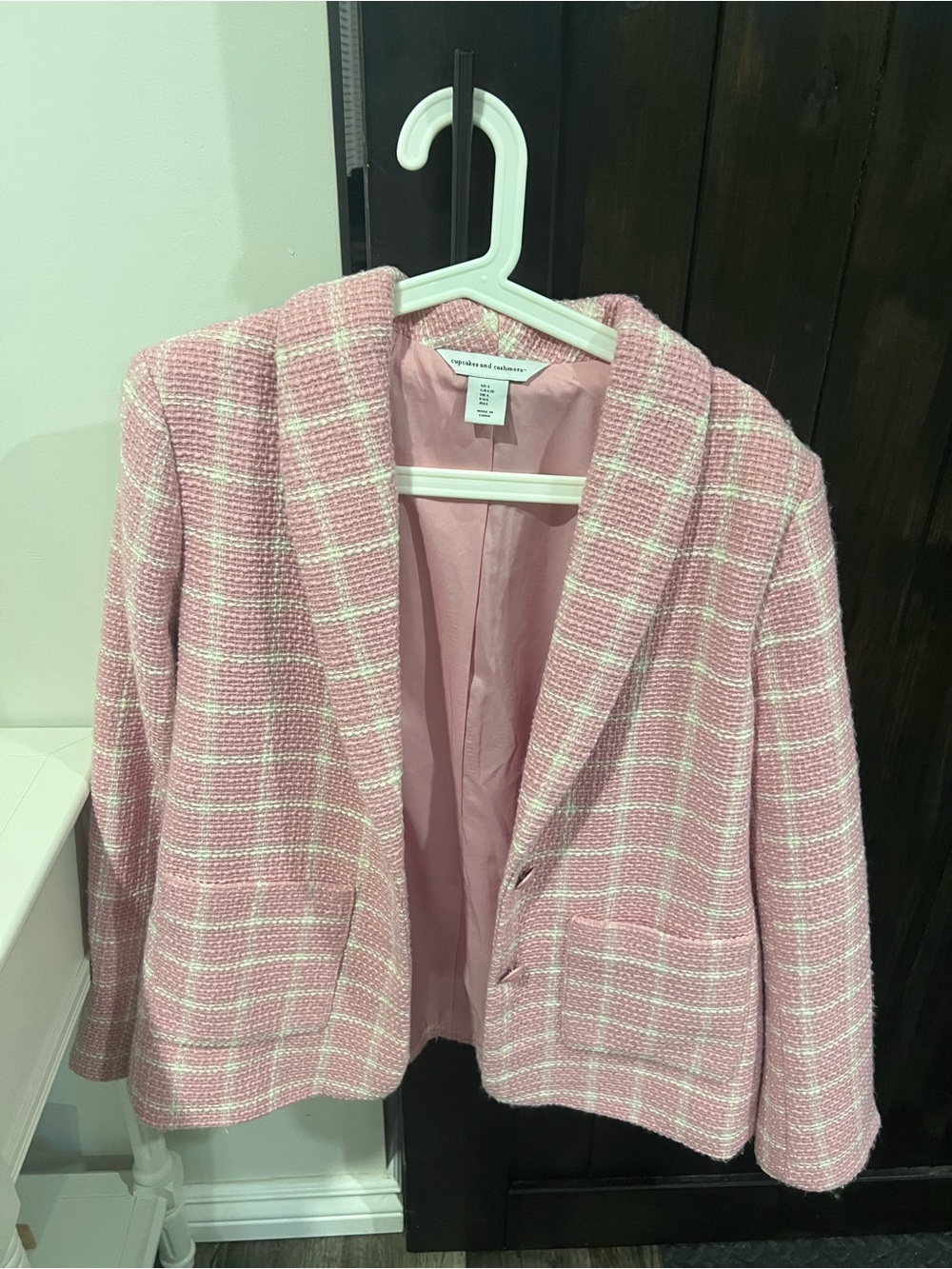 Pink Tweed Blazer Jacket